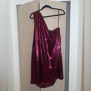 Mulberry One Shoulder Sequin Mini Dress